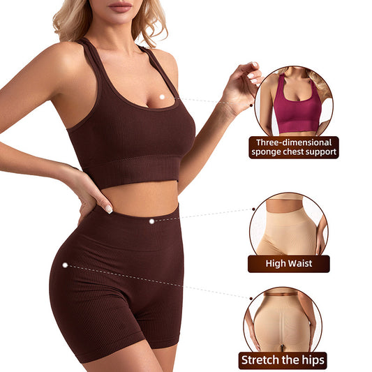 Work Back Seamless Knitted Belly Contracting Shorts Lingerie Sets