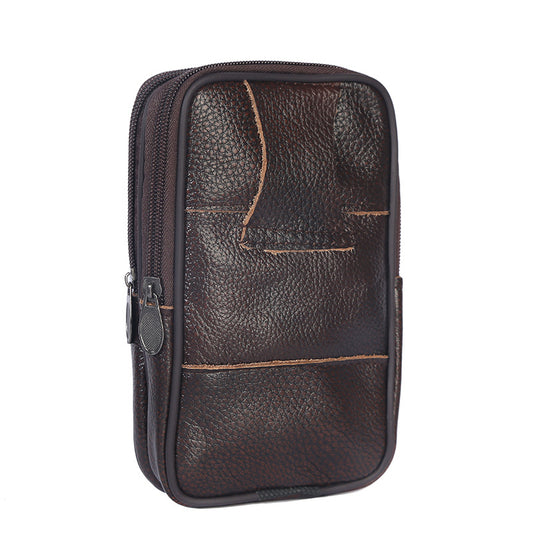 Men's Mobile Leather Business Cowhide Waterproof Cell Men's Waist Packs
