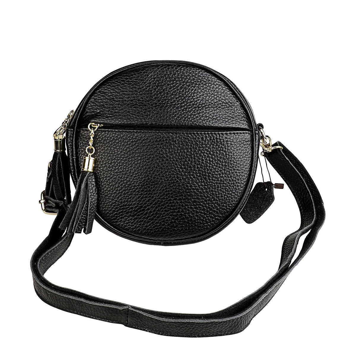 Women's First Layer Leather Trendy Storage Round With Shoulder Bags