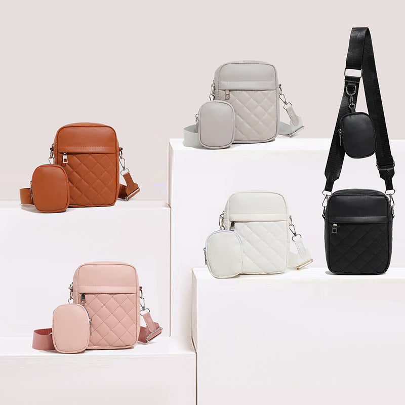 Women's Simple Practical Quilted Vertical Two-piece Set Women's Messenger Bag