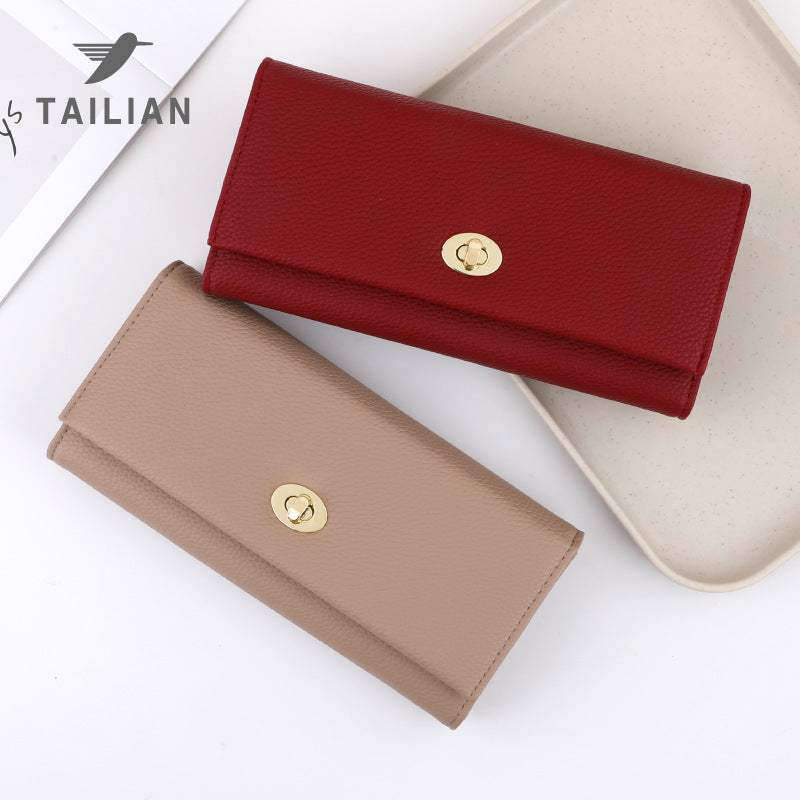 Women's Lychee Pattern Classic Elegant City Three Ladies Wallets