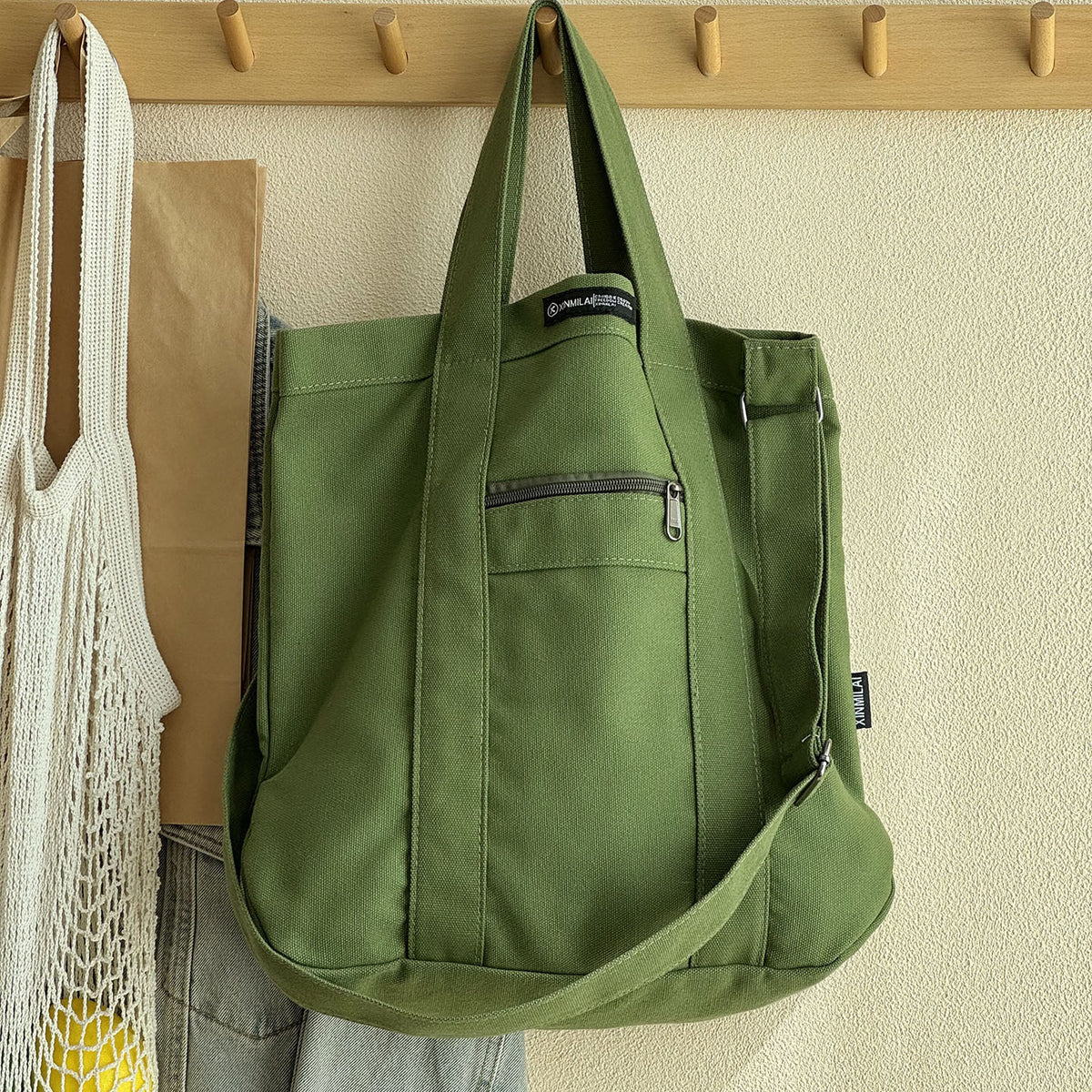 Women's & Men's Homemade Thickened Washed Cotton Style Commuter Canvas Artistic Handbags