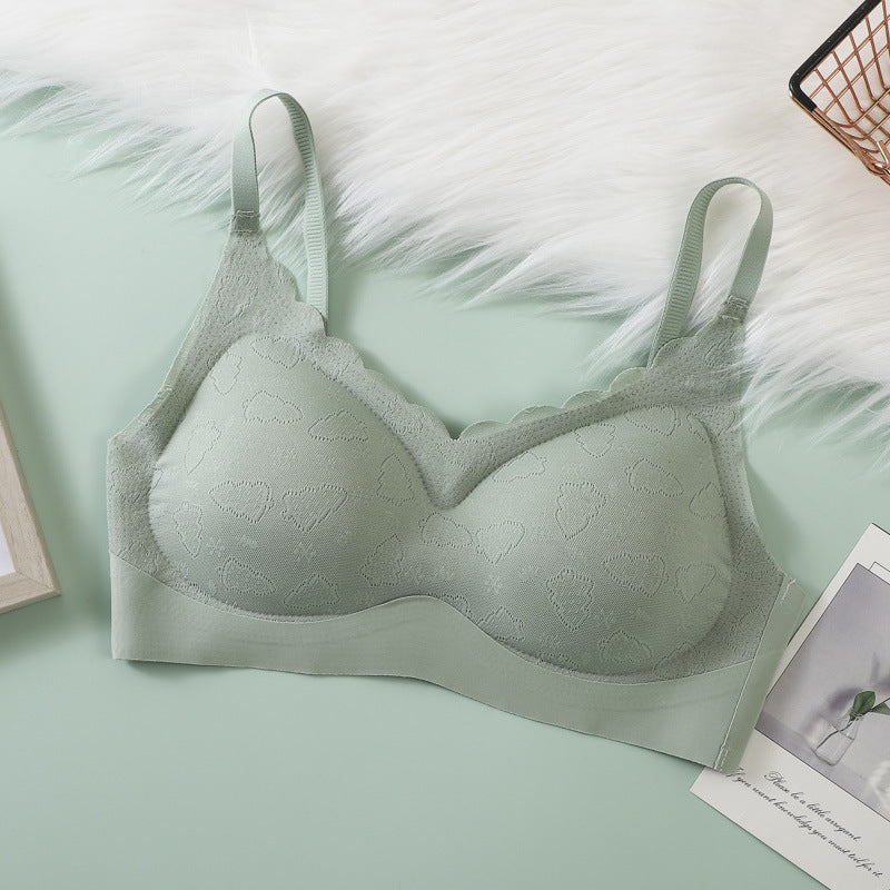 Women's Wireless Large Push Up Breast Holding Adjustable Lace Everyday Bras
