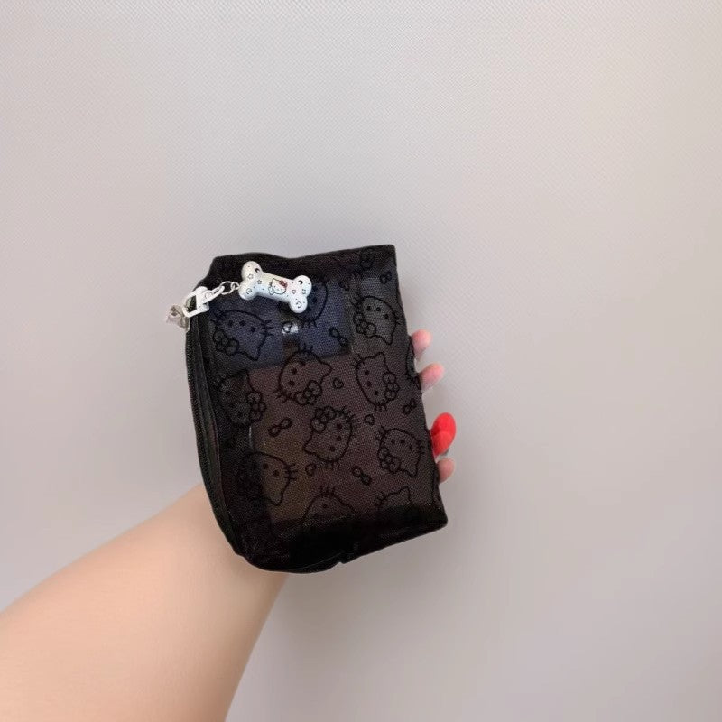 Cute Mesh Daily Portable Data Cable Makeup Bag