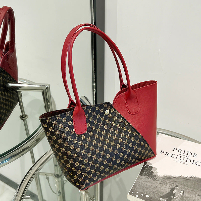 Women's Contrast Stitching Hand Holding Single Handbags