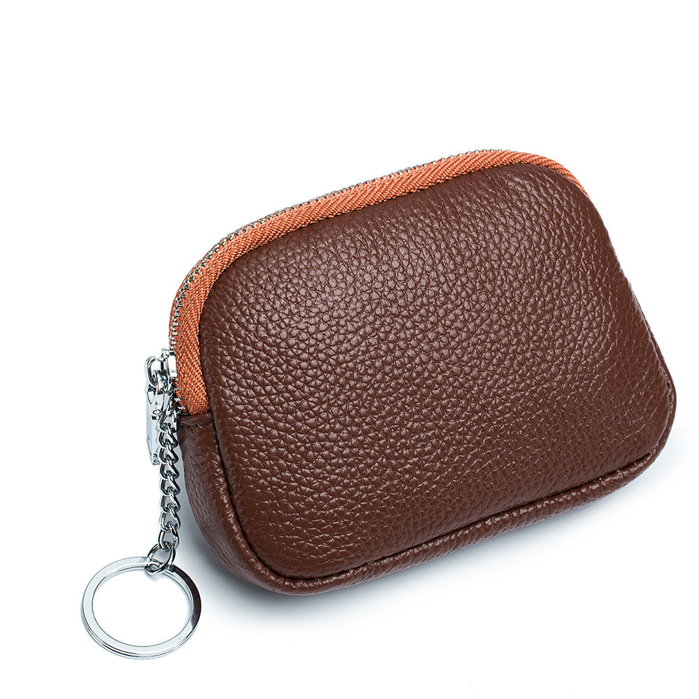 Simple Soft Leather Zip Versatile Earphone Coin Purses