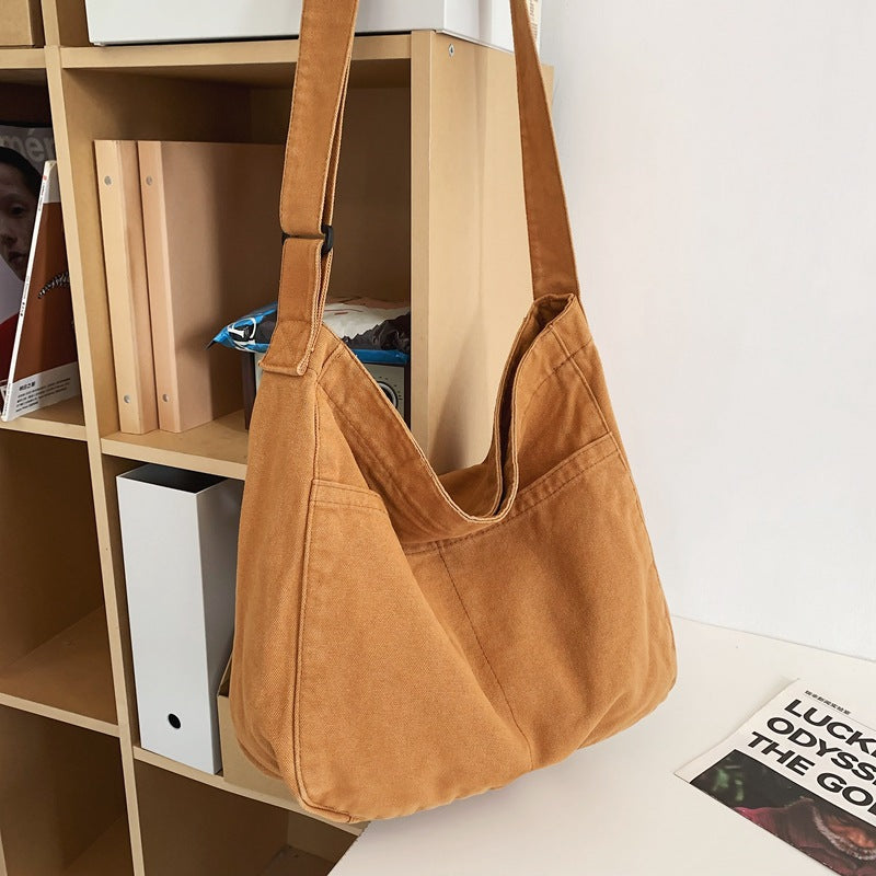 Washed Canvas Simple Retro Female College Bags