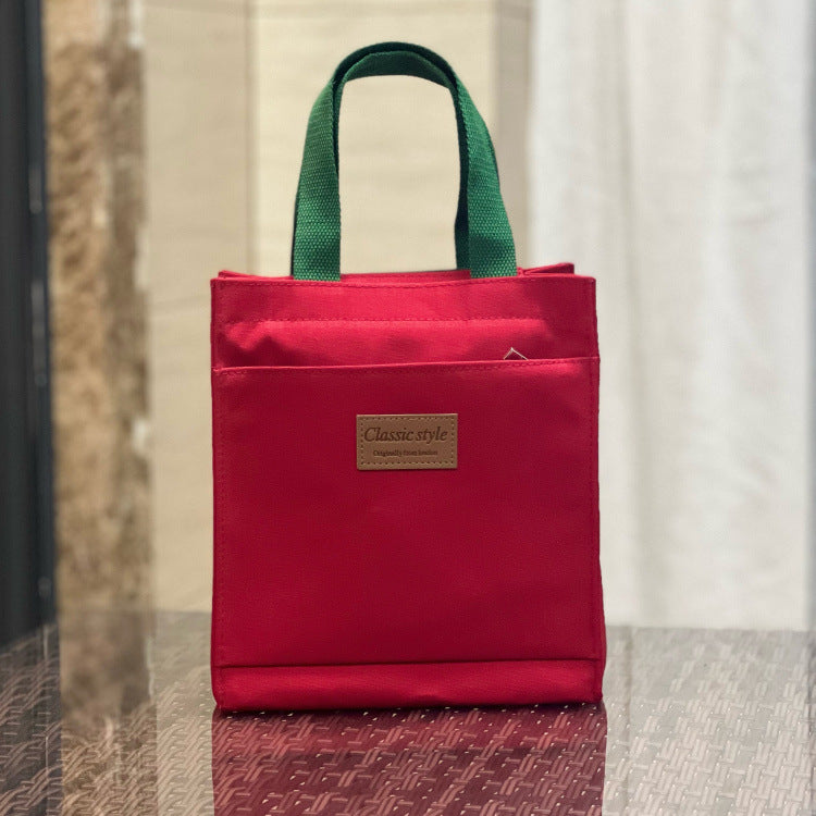 Canvas Solid Color Unisex Simple Lunch Box Handbags