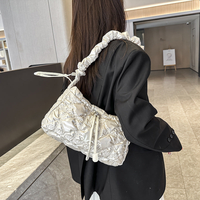 Women's Popular Underarm Stylish Lightweight Idle Style Pleated Cloud Large Bags