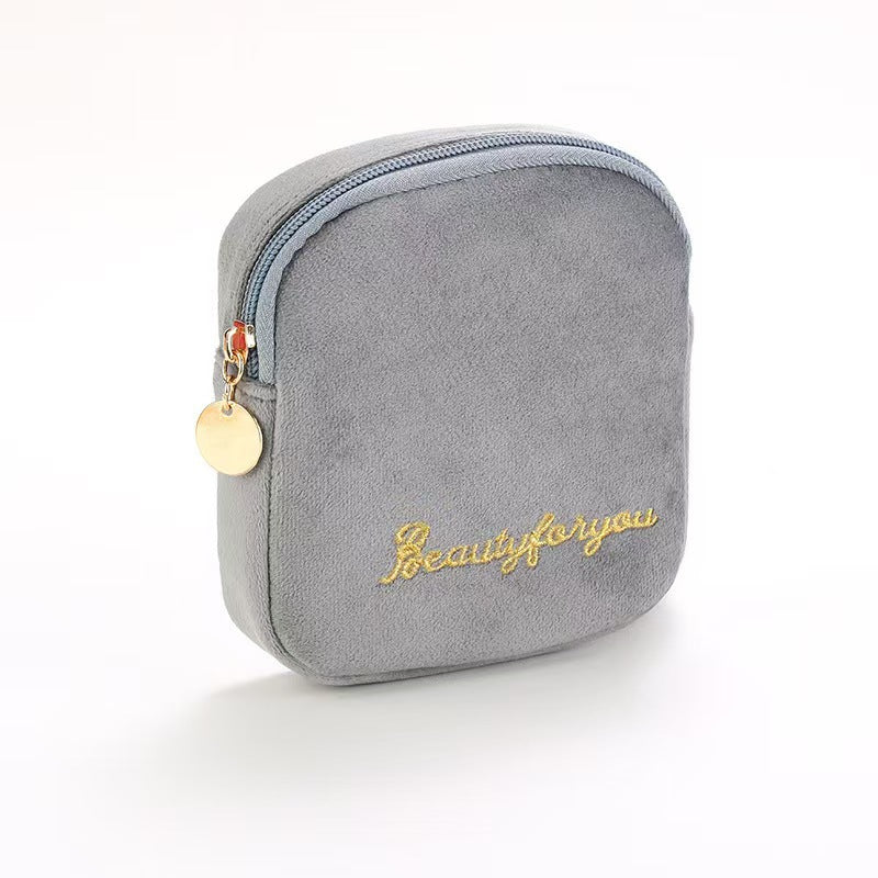 Plush Good-looking Storage Flannelette Large Capacity Embroidery Cosmetic Bags