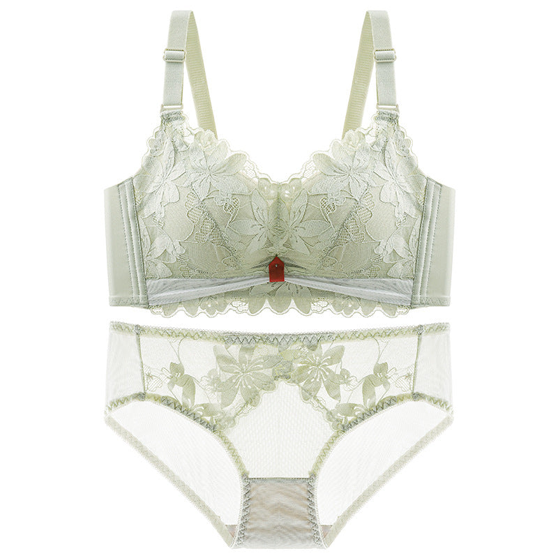 Women's Gathering Top Support Thickened Breathable Wireless Lingerie Sets