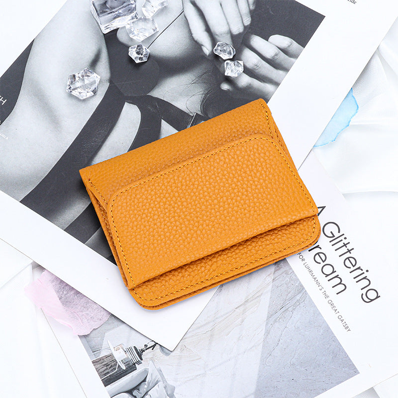 Women's Cowhide Style Short Big Litchi Pattern Ladies Wallet