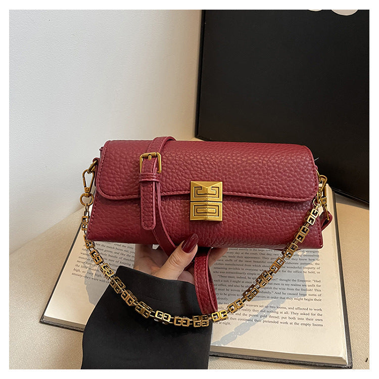 Women's Springtide Versatile Chain Litchi Pattern Solid Color South Bags