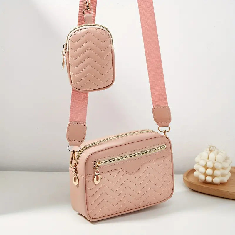 Women's Wave Embroidered Front Pull Cross Body Coin Purses