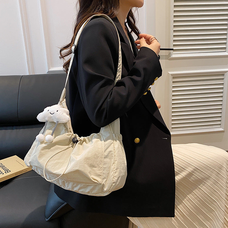 Women's Gate Design Drawstring Ruffle Nylon Clouds Women's Shoulder Bag