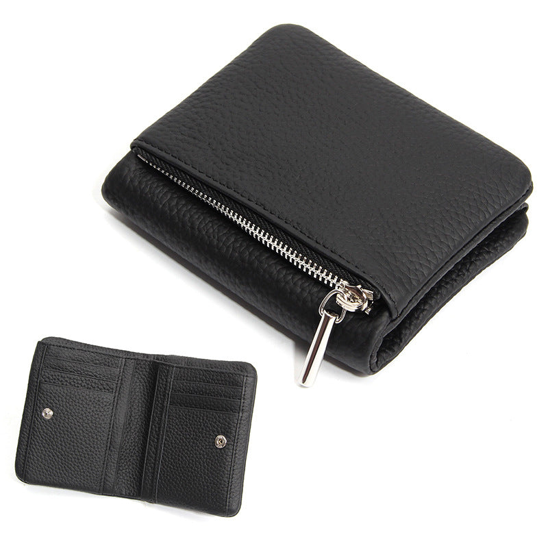 First Layer Cowhide Unisex Thin Section Zipper Convenient Ladies Wallet