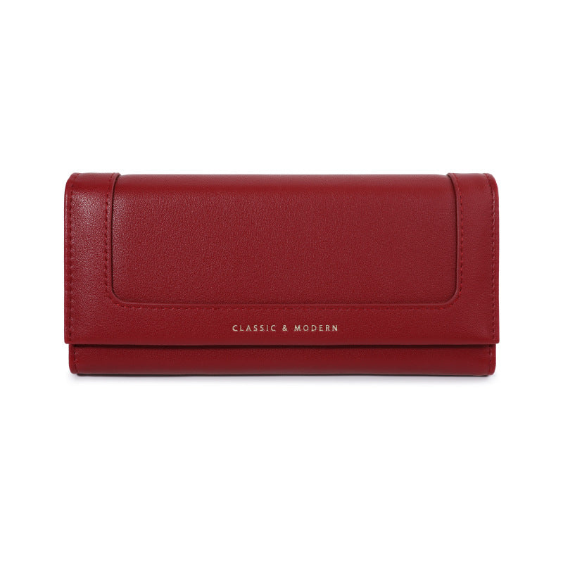 Women's Long Good-looking Lady's Simple Elegant Three-fold Ladies Wallet