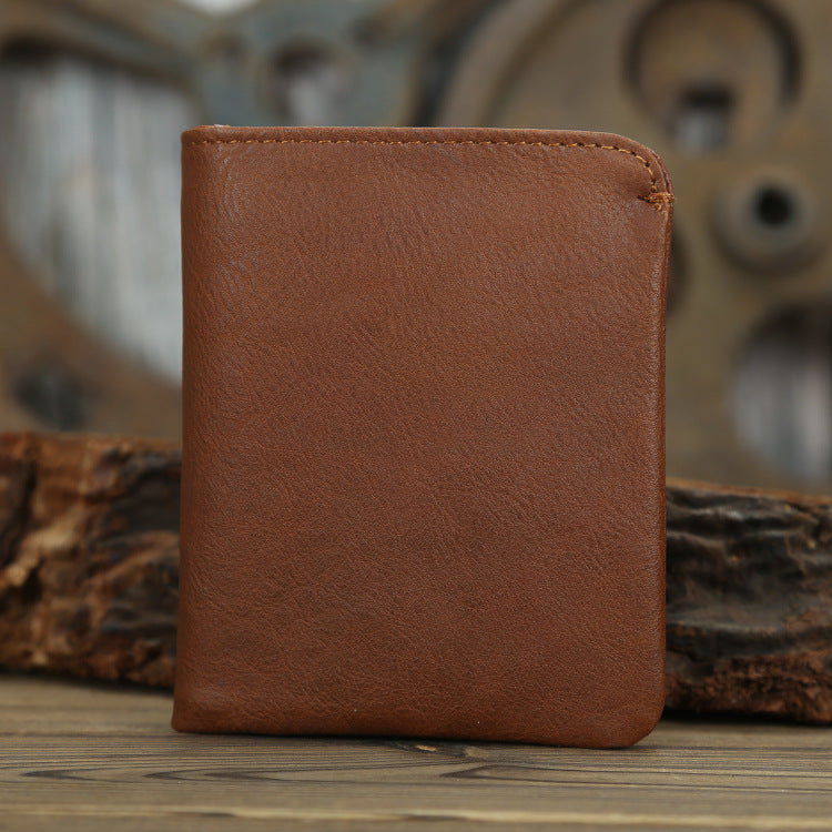 Men's Short Genuine Leather Blue First Layer Men's Wallets