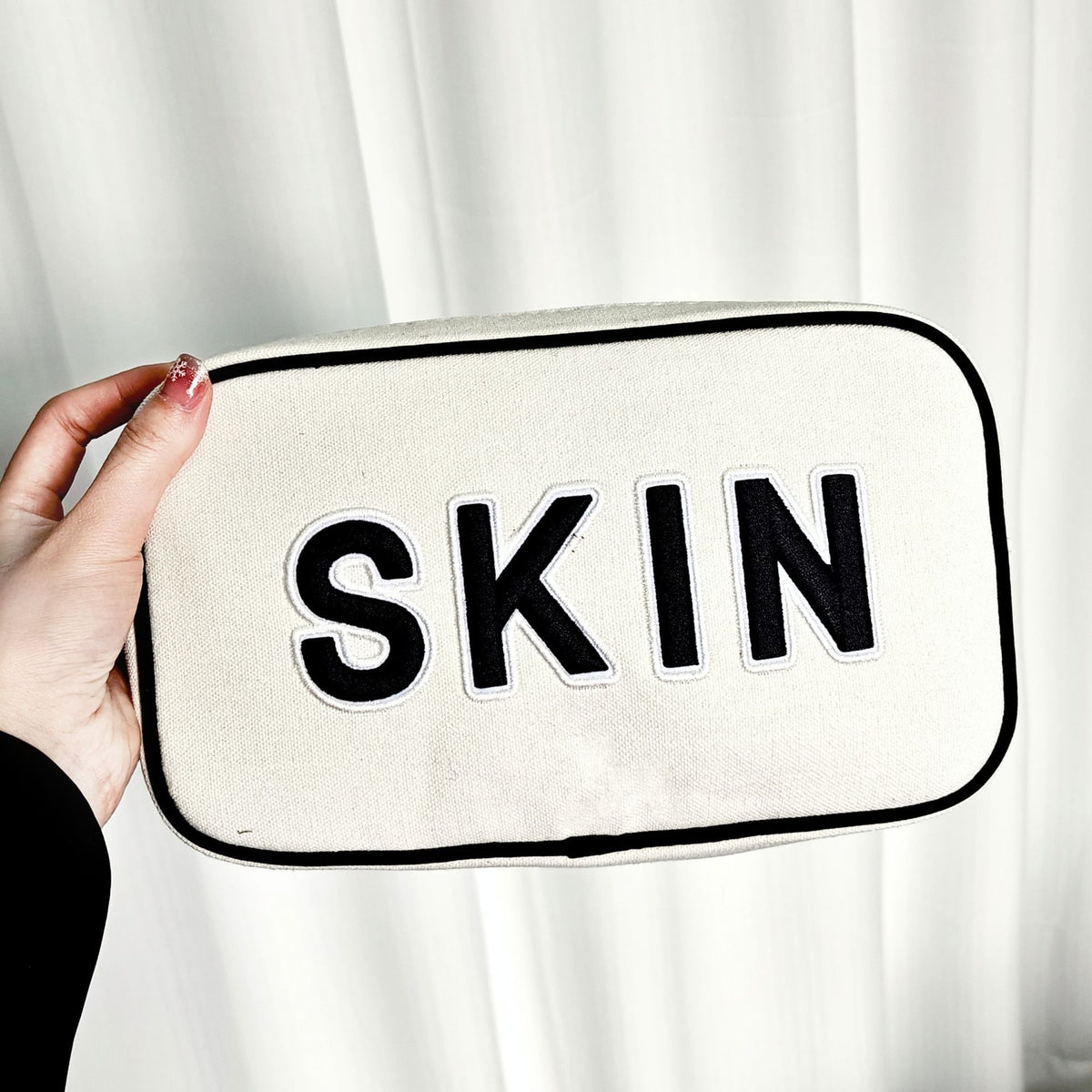 Letter Canvas Large Capacity Out Portable Cosmetic Bags