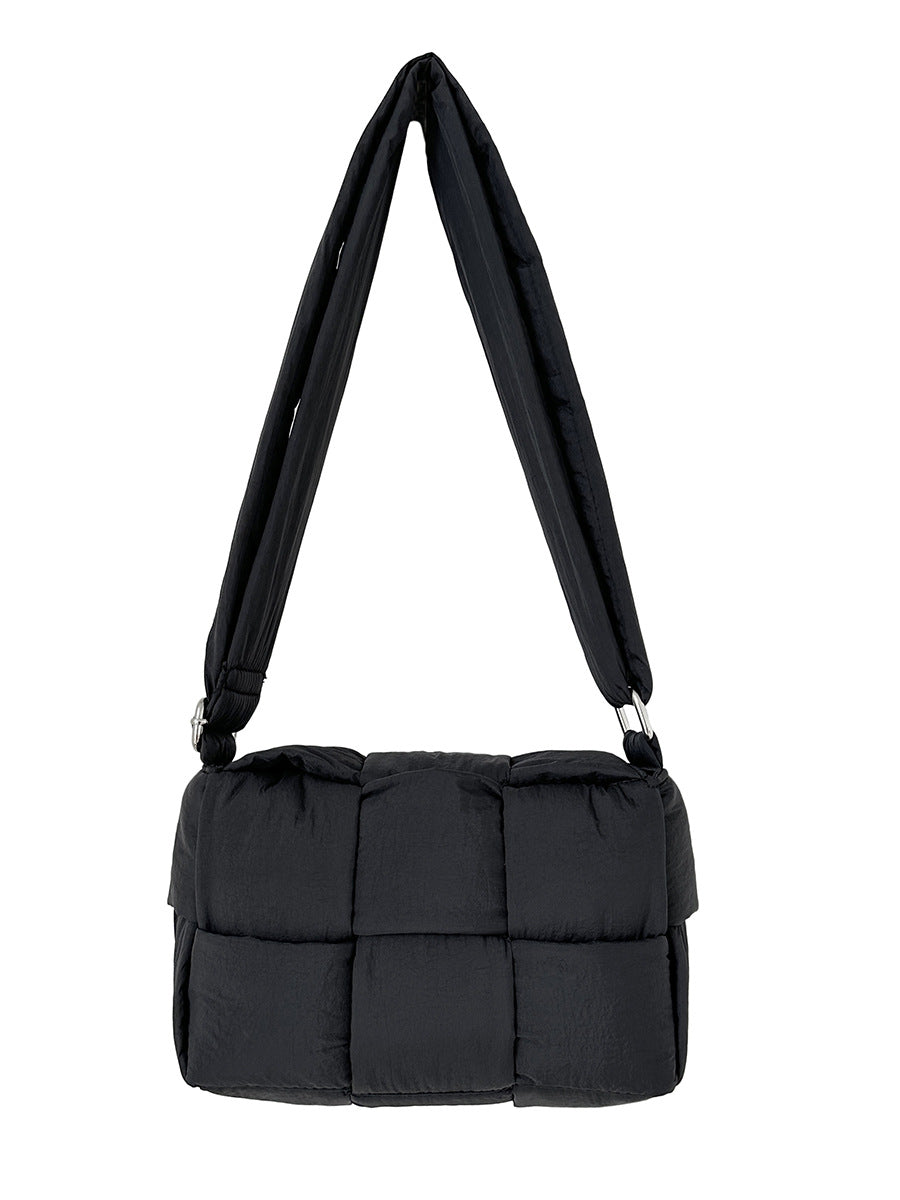 Wide Strap Woven Plaid Son Mother Flip Crossbody Bags