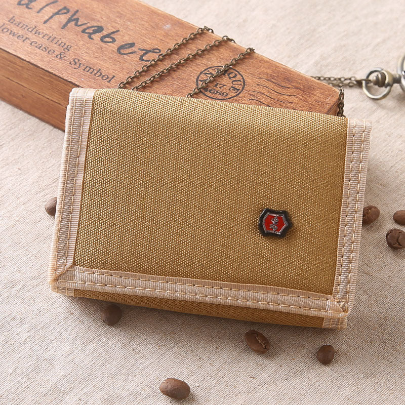 Men's Pure Color Korean Cloth Off Short Style Canvas Folding Purses
