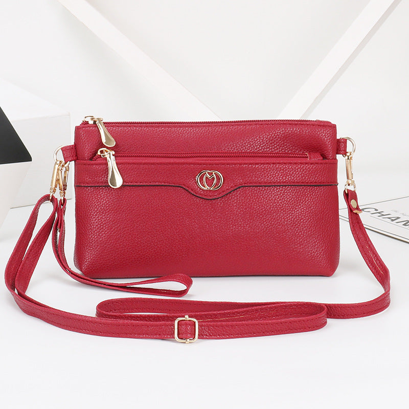 Women's Soft Leather Fashion Clutch Korean Style Small Square Bags