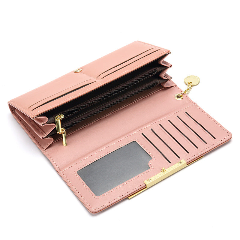 Women's Korean Long Solid Color Two-fold Super Purses