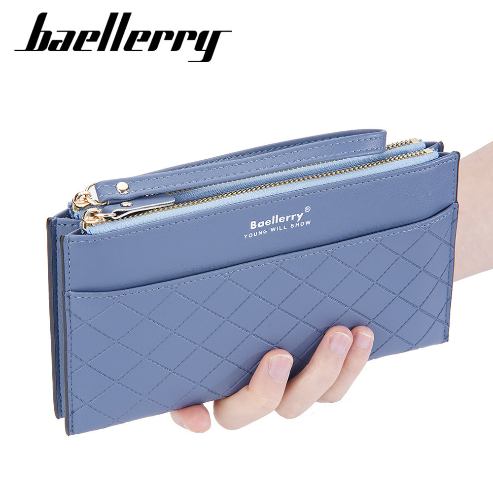 Women's Long Double Zip Clutch Mobile Card Holder