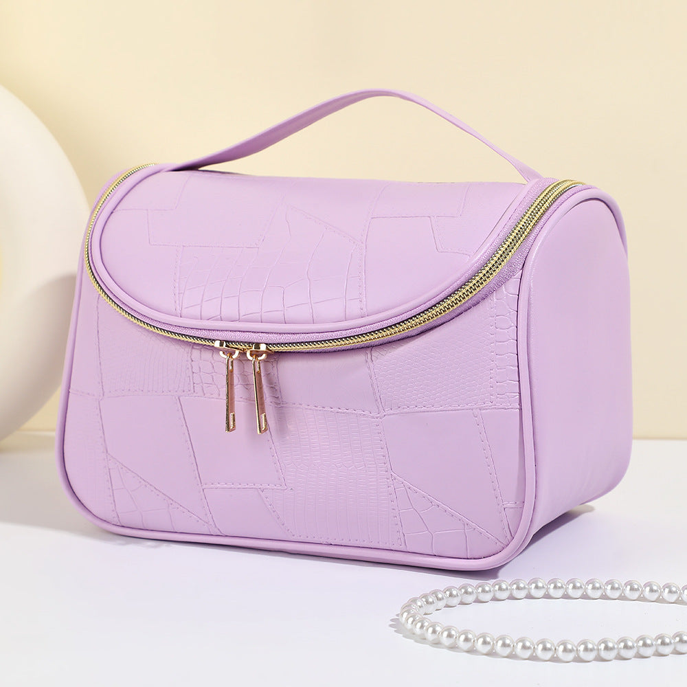 Women's Simple Crocodile Pattern High-grade Large Capacity Storage Waterproof Portable Cosmetic Bags