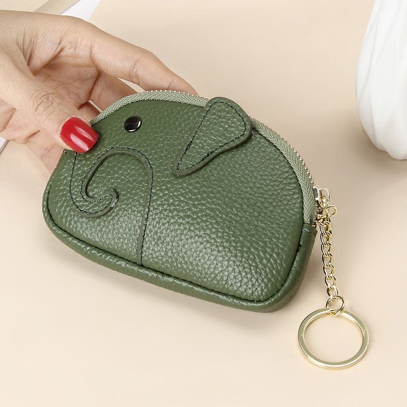 Creative Cute Cartoon Elephant Mini Pocket Genuine Leather Coin Purses
