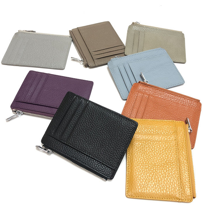 Genuine Leather Zipper Double-sided Driving License First Card Holder