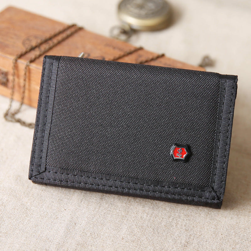 Men's Pure Color Korean Cloth Off Short Style Canvas Folding Purses