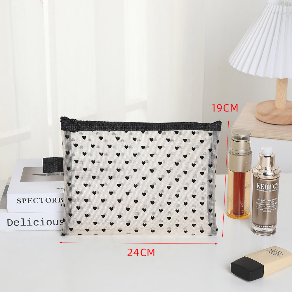 Women's Mesh Style Super Hot Portable Love Makeup Bag