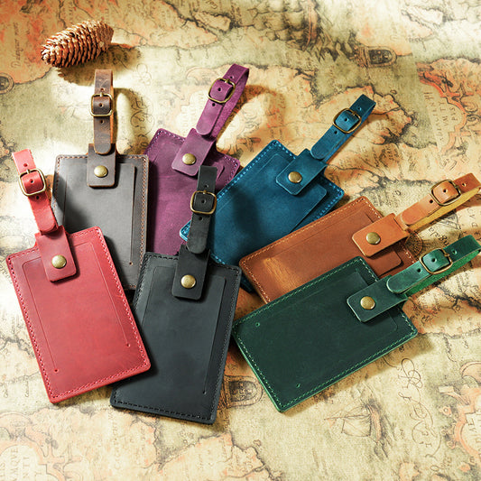 Cowhide Aircraft Creative Suitcase Tag Consignment Card Holder