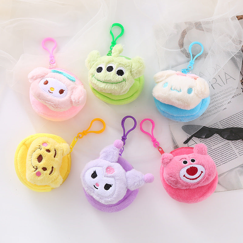 Cute Plush Doll Hairstyle Cartoon Zipper Storage Mini Coin Purses