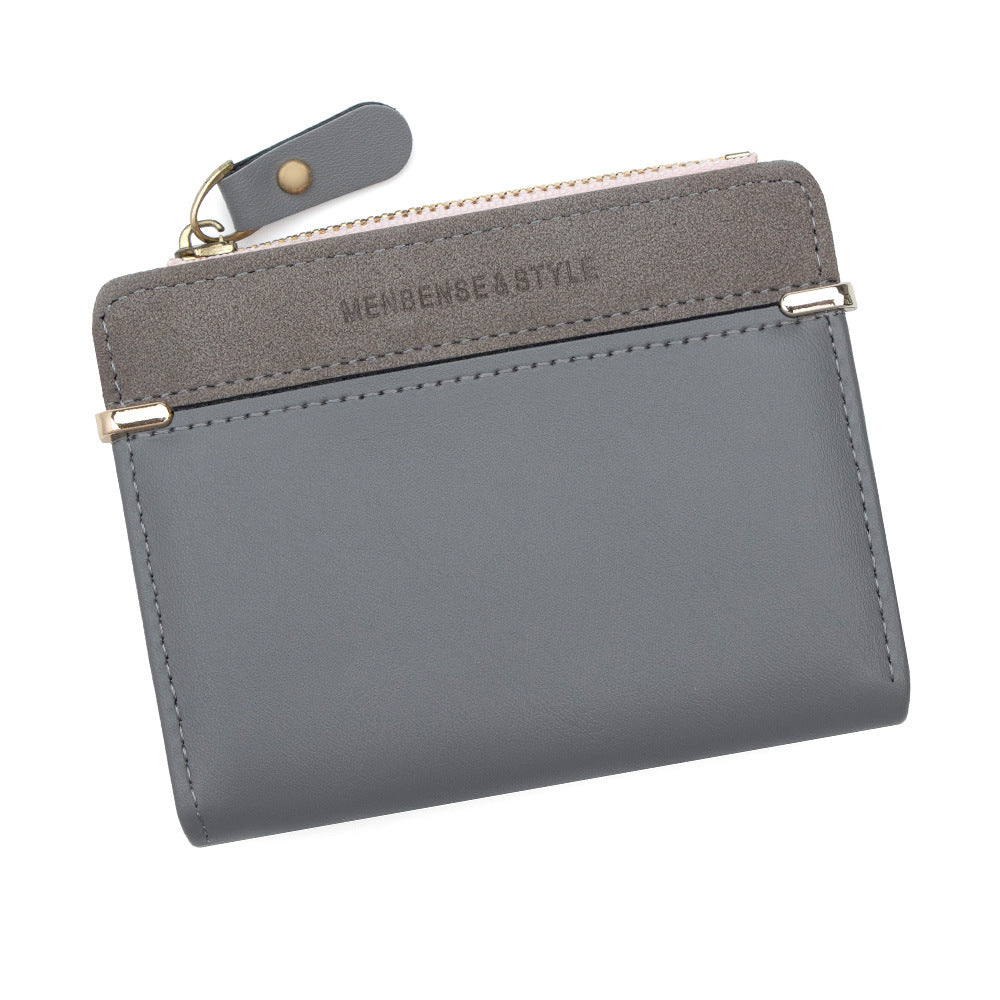 Elegant Women's Korean Simple Zipper Short Coin Purses