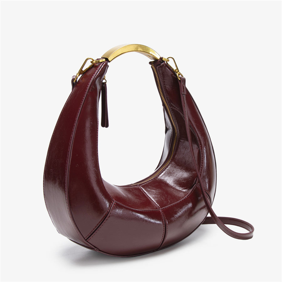 Women's Retro Moon Stitching Design Metal Fashion Women's Shoulder Bag