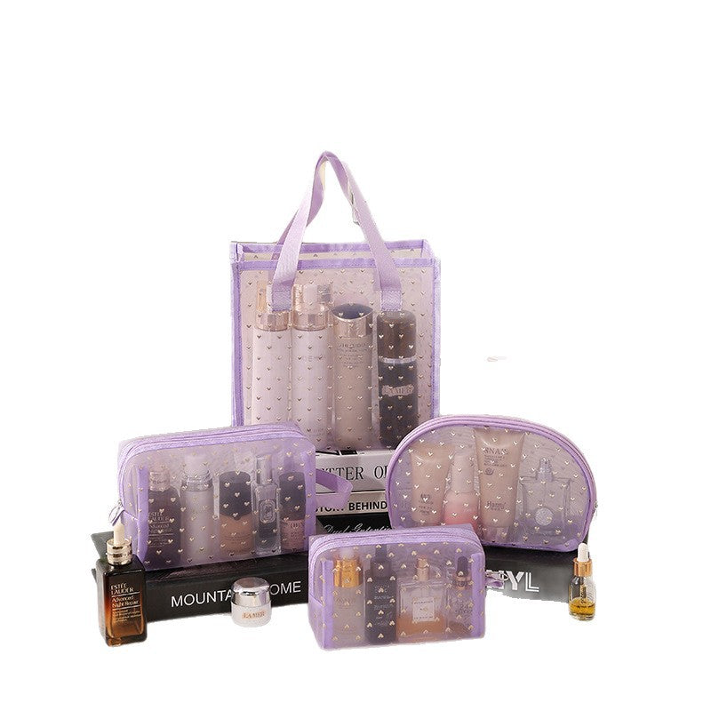Flocking Mesh Love Portable Visual Storage Bags