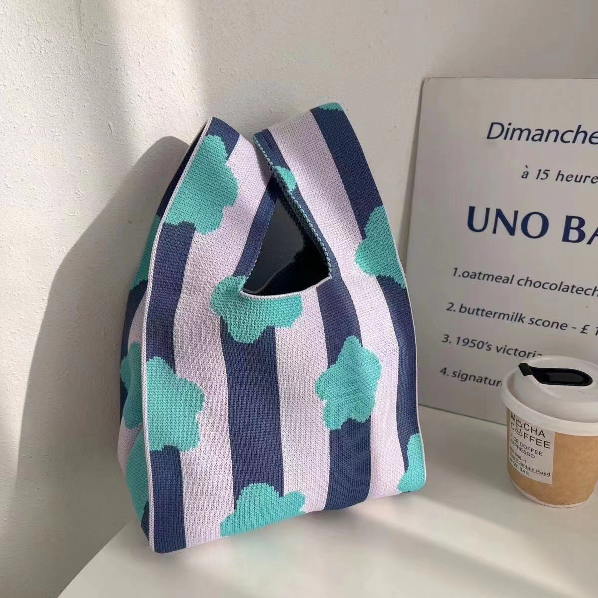 Women's Capacity Striped Knitted Portable Out Bags