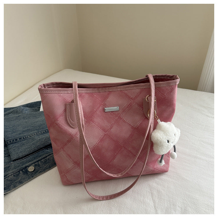 Women's Simple Rhombus Large Capacity Texture Pendant Summer Western Style Women's Shoulder Bag