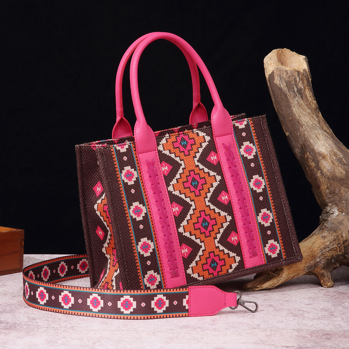 Women's Vintage Cotton Linen Printed Western One Crossbody Bags