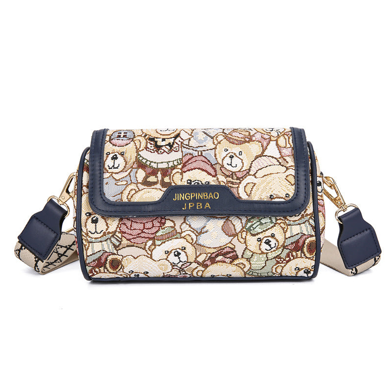 Charming Women's Bear Embroidery Mobile Elegant Crossbody Bags