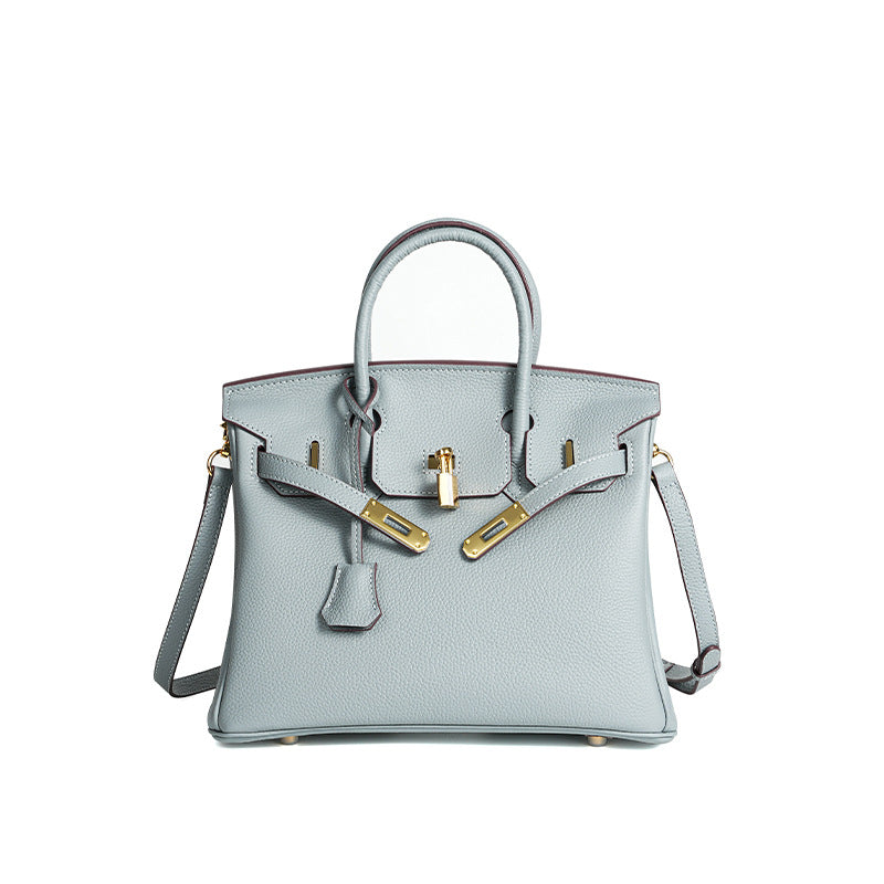 Women's Line First Layer Cowhide Handmade Litchi Grain Handbags