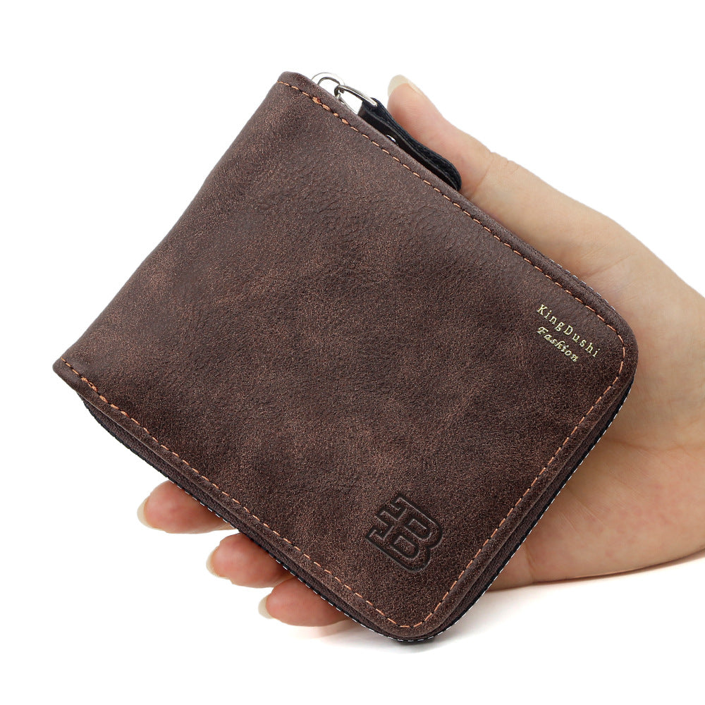 Men's Popular Frosted Short Scarf Multiple Slots Large Men's Wallet