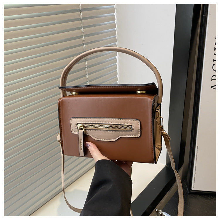 Daily Commuter Contrast Color Personality Zipper Early Summer Women's Shoulder Bag