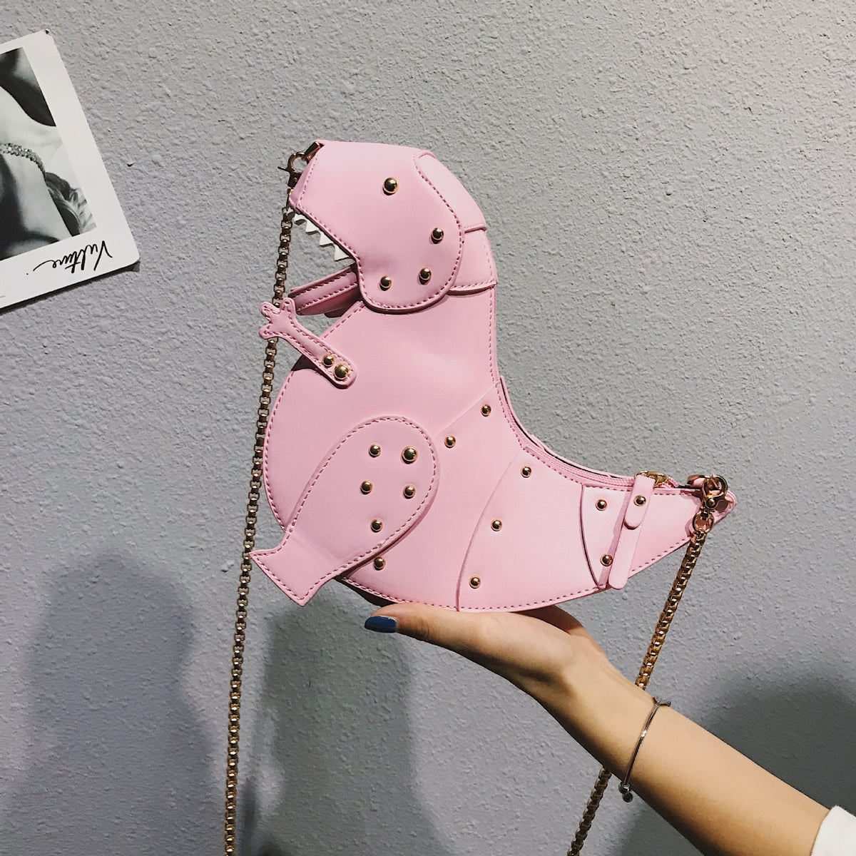 Three-dimensional Dinosaur Personality Rivets Cartoon Animal Women's Shoulder Bag