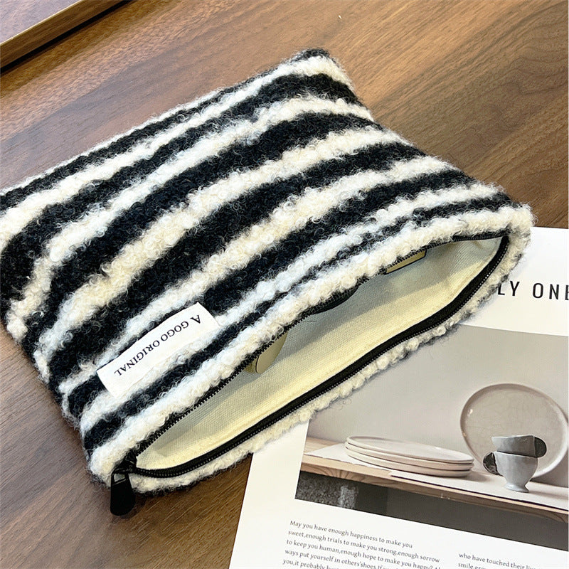 Striped Contrast Color Large Capacity Portable Makeup Bag