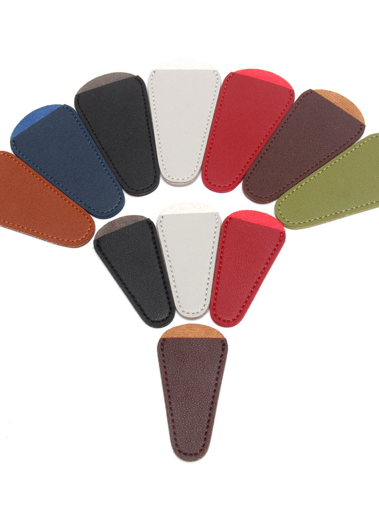 Portable Eyebrow Trimming Scissors Protective Leather Card Holder