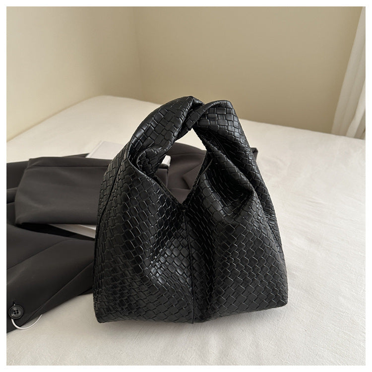 Retro Large Capacity Spring Simple Pure Color Trendy Woven Bags
