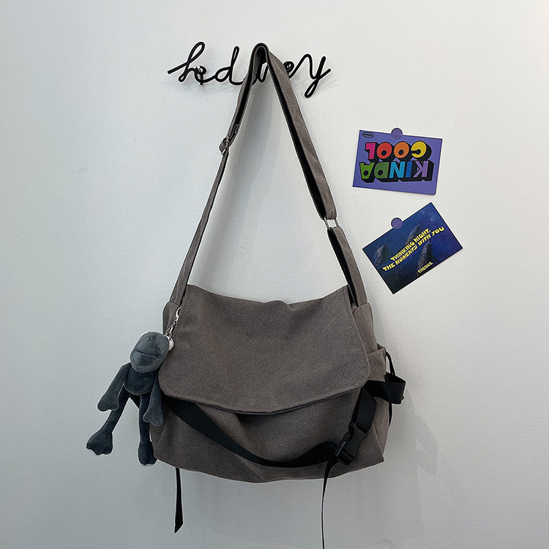 Men's Trendy College Canvas Versatile Retro Simple Women's Shoulder Bag